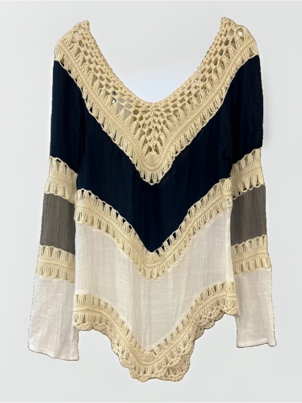 Goodnight Macaroon Rachel Colorblock Crochet Tunic Top - Picture 2 of 11